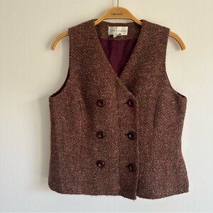 Vintage Casual Corner Vest Button Up Sweater Wool Acrylic Whimsigoth Fairy Brown